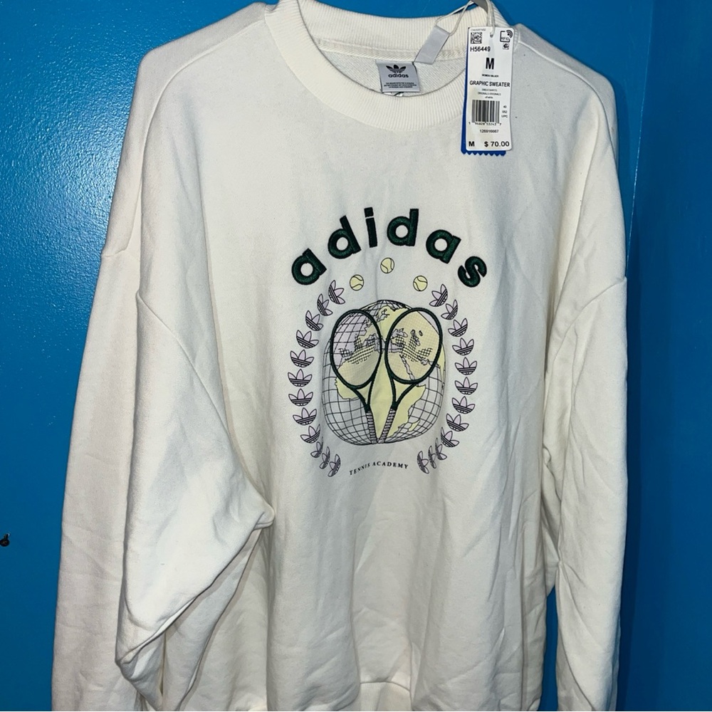 Adidas White Graphic Sweatshirt